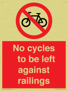 No cycles to be left against railings